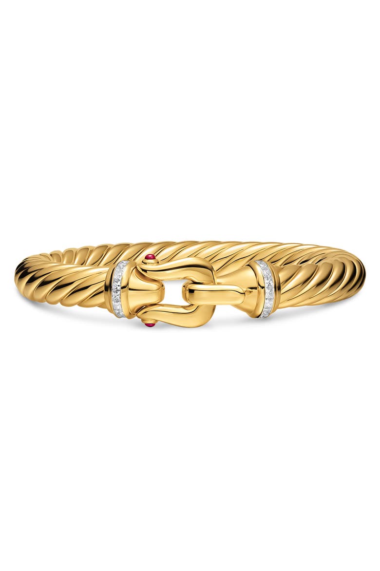 Cablespira Flex Buckle Bracelet in 18K Yellow Gold with Rubies & Diamonds, Main, color, GOLD
