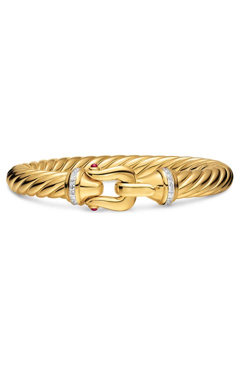 Cablespira Flex Buckle Bracelet in 18K Yellow Gold with Rubies & Diamonds