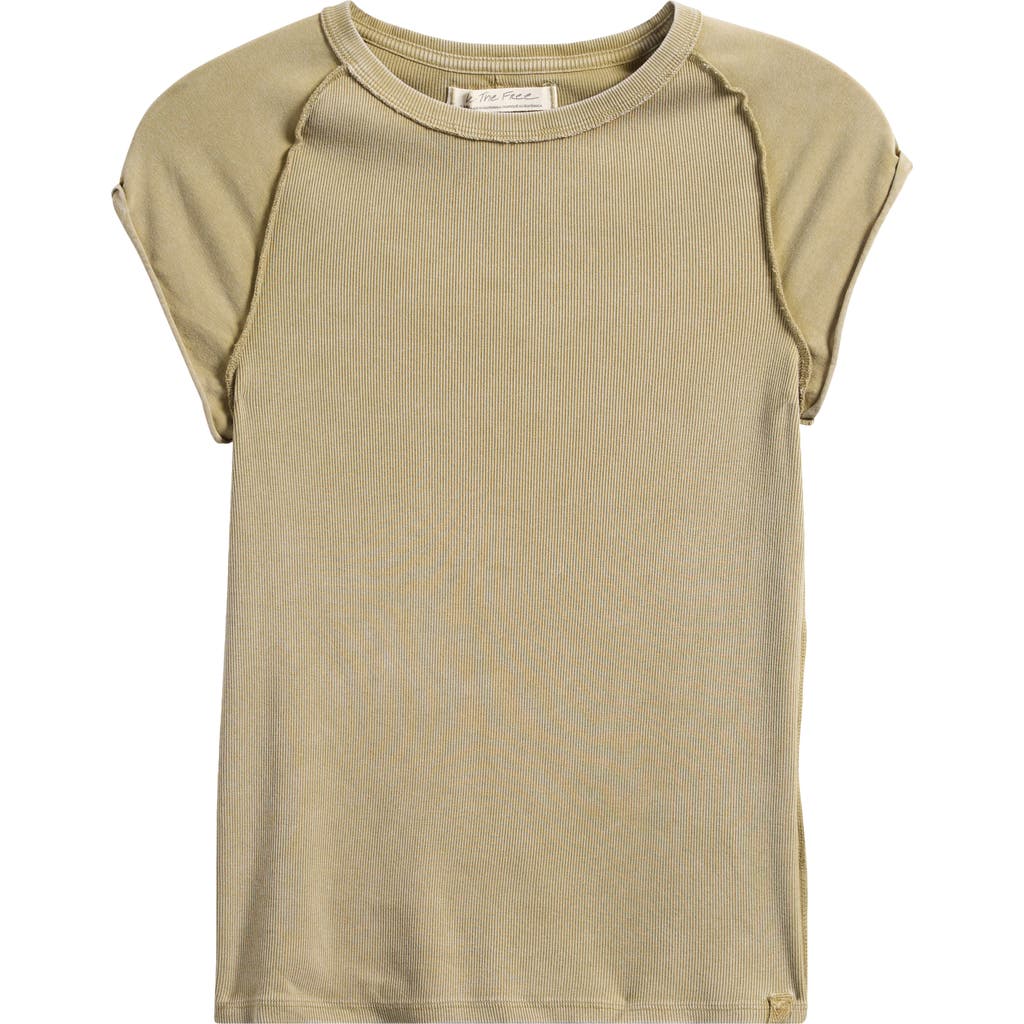 Free People Ever Had Cap Sleeve Cotton T-shirt In Python