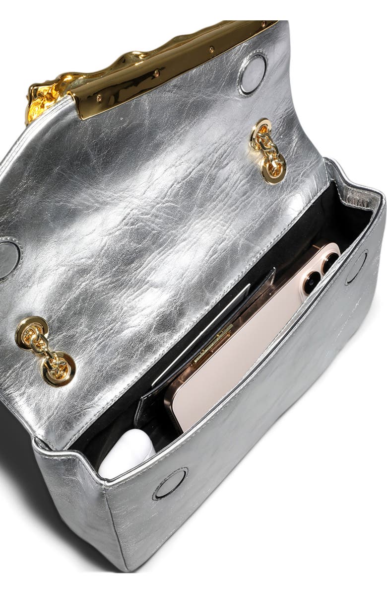 Alexis Bittar The Angular Leather Shoulder Bag, Alternate, color, Silver