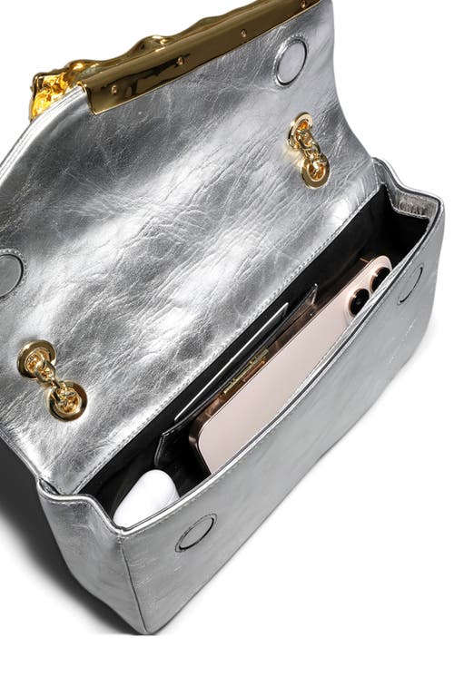Alexis Bittar The Angular Leather Shoulder Bag In Silver