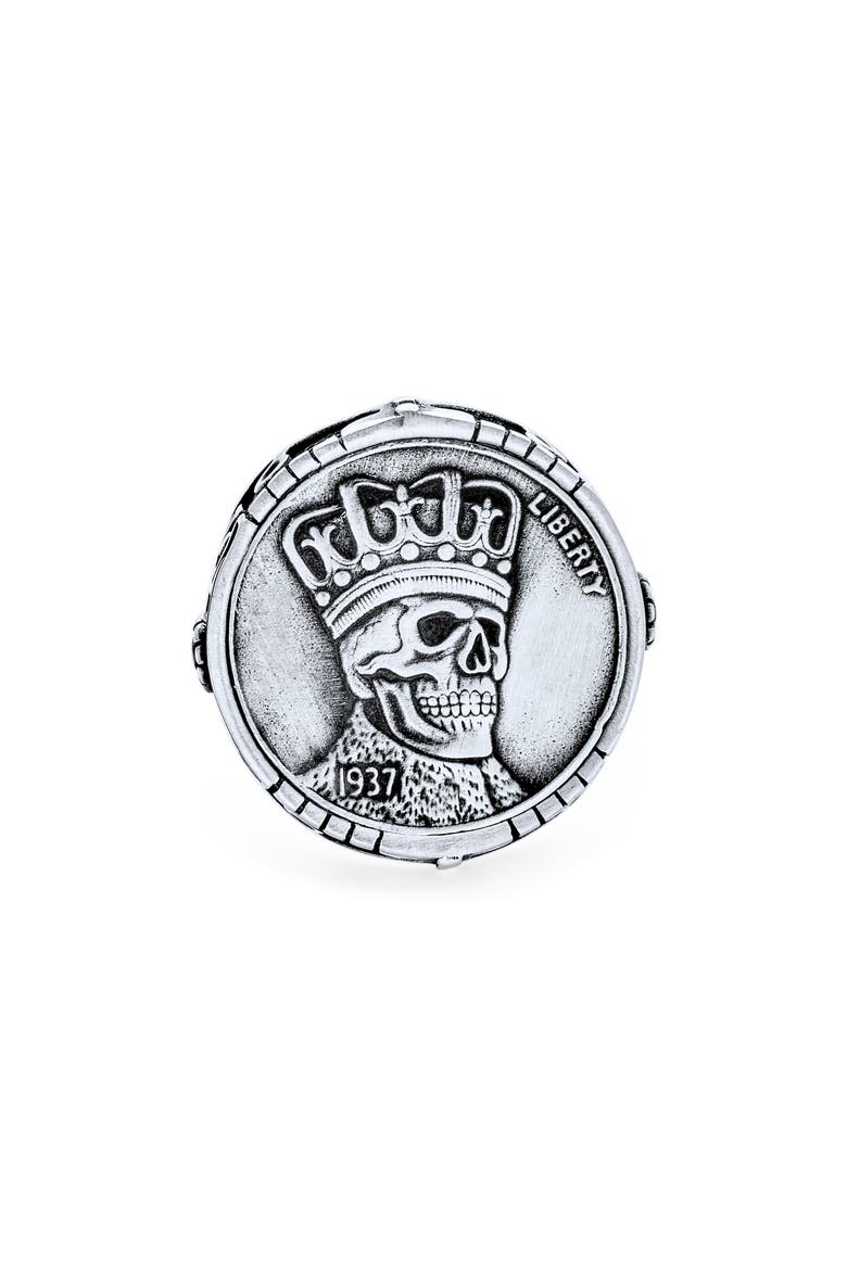 Men's Engraved Statement Ring, Alternate, color, SILVER
