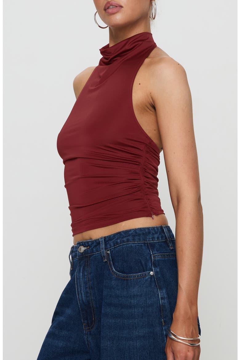 Giggle Cowl Neck Halter Top, Alternate, color, BURGUNDY