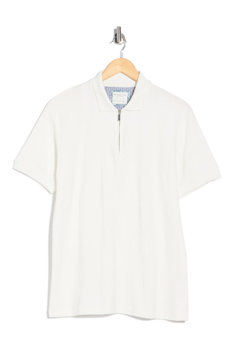 Quarter Zip Textured Knit Polo, Alternate, color, OFF WHITE