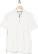 DENIM AND FLOWER Quarter Zip Textured Knit Polo