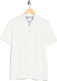 DENIM AND FLOWER Quarter Zip Textured Knit Polo