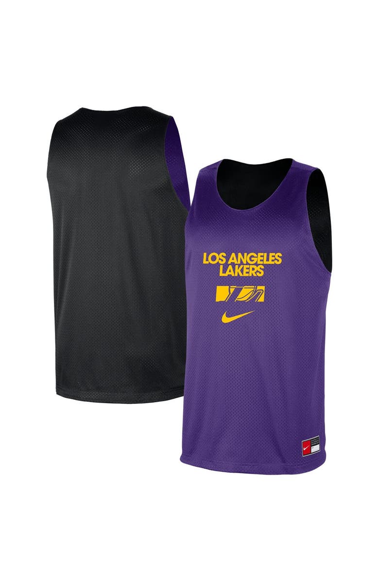 Nike Men's Nike Purple/Black Los Angeles Lakers Courtside Reversible Mesh Practice Jersey, Main, color, 