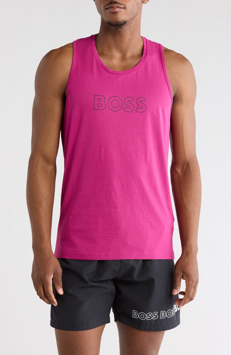 BOSS Beach Logo Tank Top, Main, color, Medium Pink