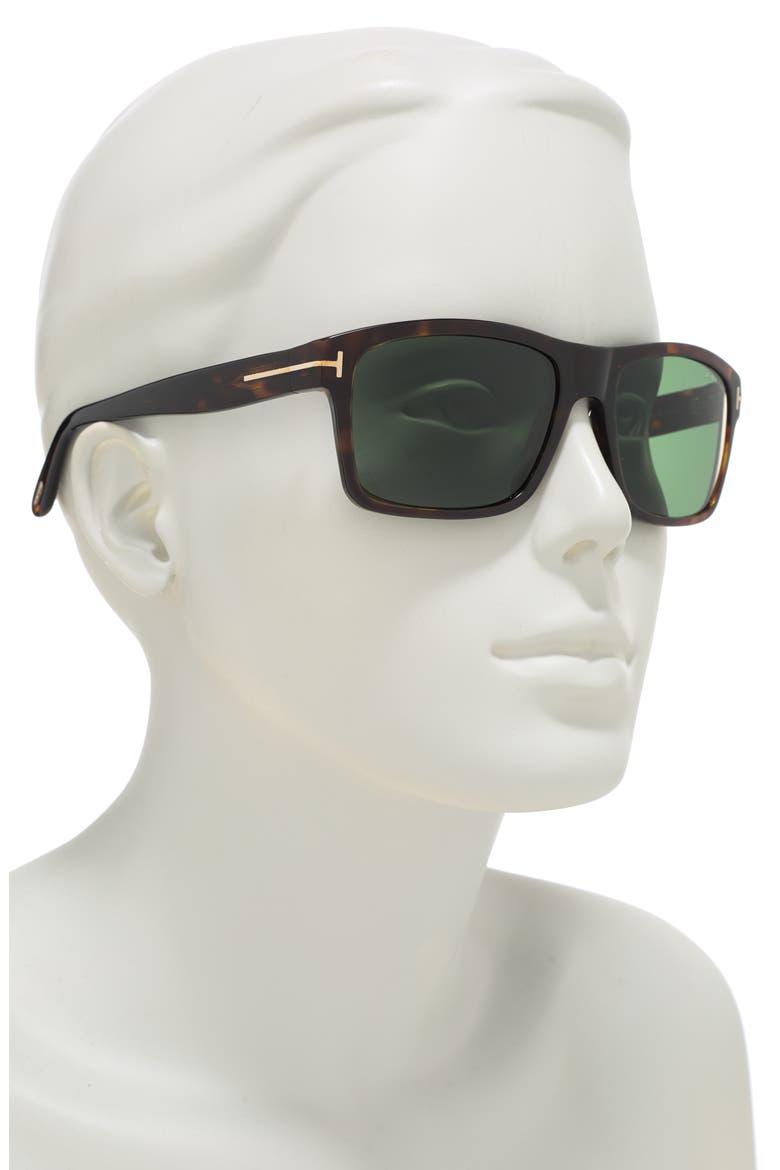 58mm Rectangle Sunglasses, Alternate, color, DARK HAVANA / GREEN