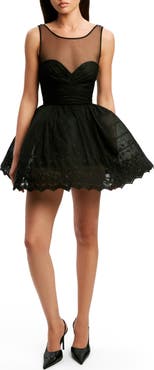 Bardot Hilda Embroidered Tulle Hoop Minidress
