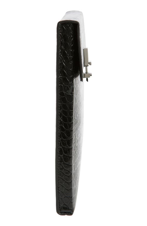 Tom Ford Croc-effect Patent-leather Document Holder In Black