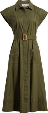 Eliza J Trapunto Midi Shirtdress