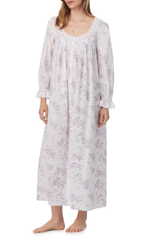 Eileen West Long Sleeve Cotton Lawn Nightgown In White