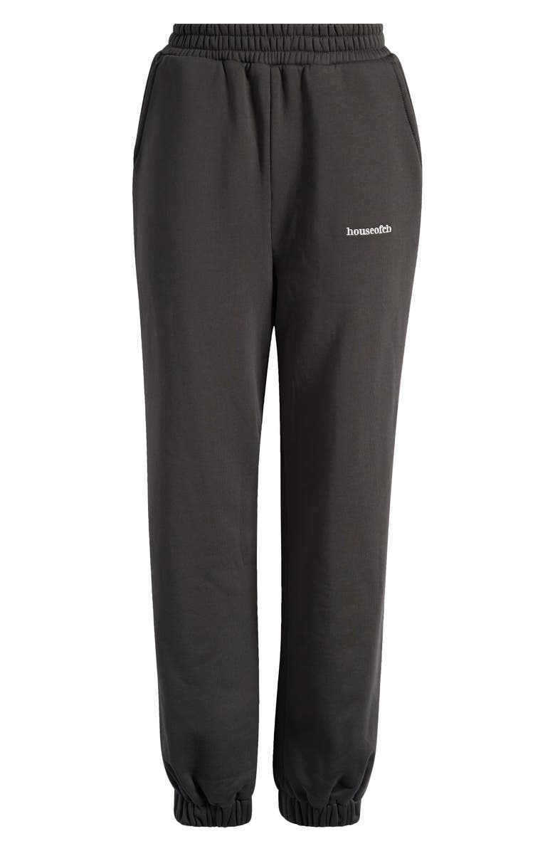 HOUSE OF CB Logo Cotton Joggers, Alternate, color, Charcoal