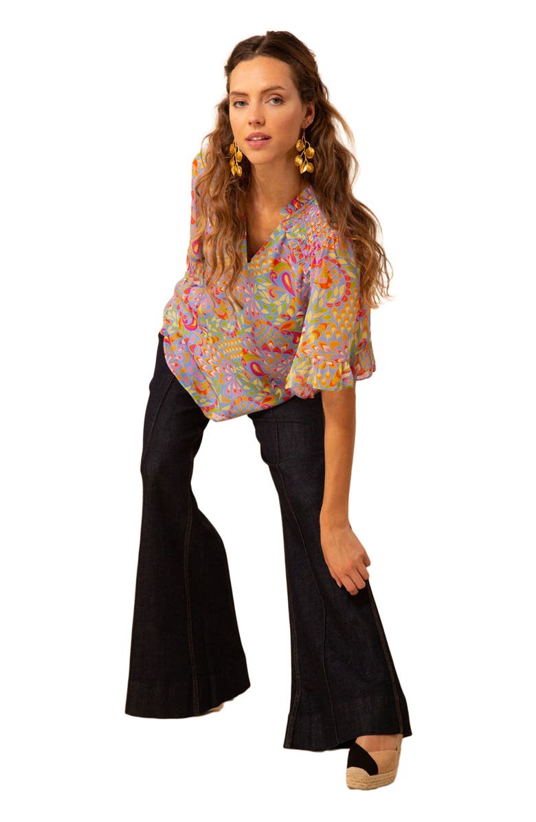 Hale Bob Diana Smocked Georgette Top, Main, color, 