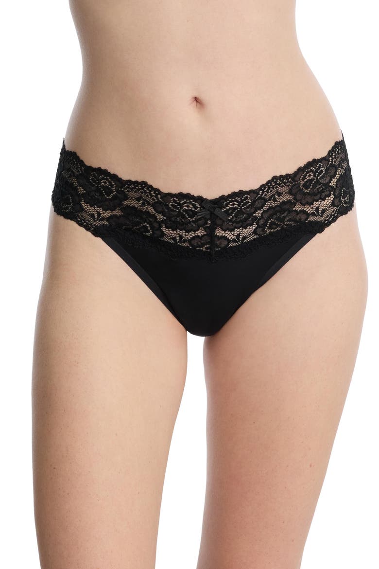 Goddess Lace Trim Thong 2-Pack, Alternate, color, Black/Lt Pink