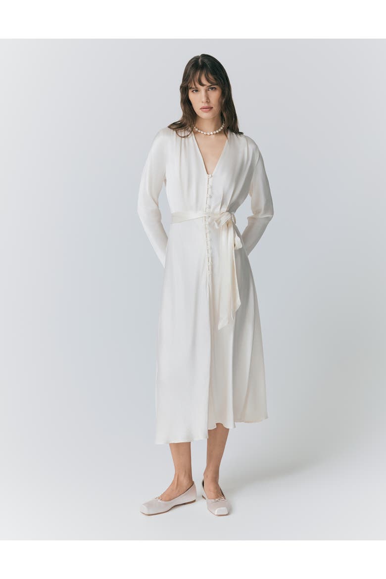 Meryl Satin Midi Dress, Main, color, Ivory