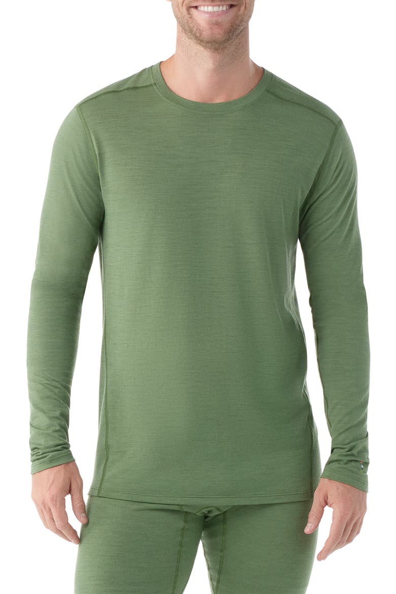 Classic All Season Merino Base Layer Long Sleeve Crewneck Top, Main, color, FERN GREEN