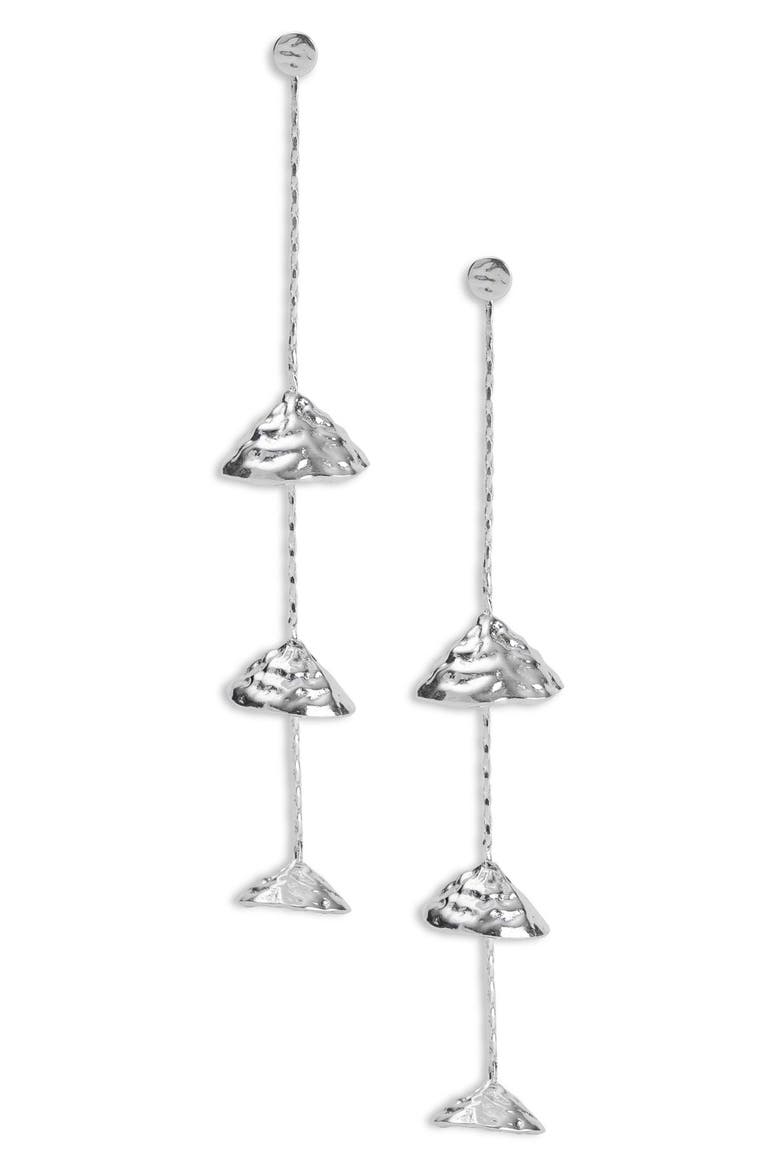 Rani Hammered Linear Drop Earrings, Main, color, SILVER