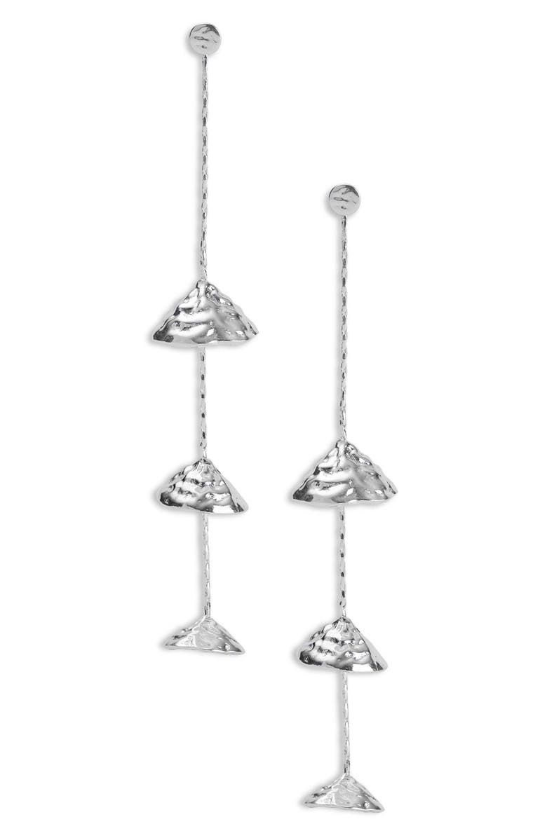 NAVEDA Rani Hammered Linear Drop Earrings, Main, color, Silver