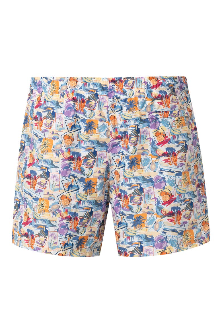 Postcard Print Swim Trunks, Alternate, color, WHITE