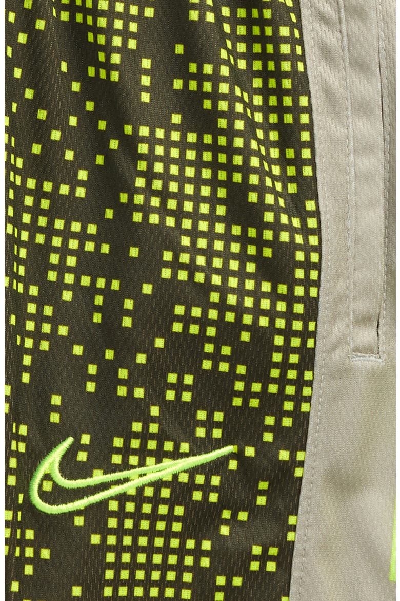 Kids' Dri-FIT Digital Print Mesh Basketball Shorts, Alternate, color, CARGO KHAKI/ STONE/ VOLT