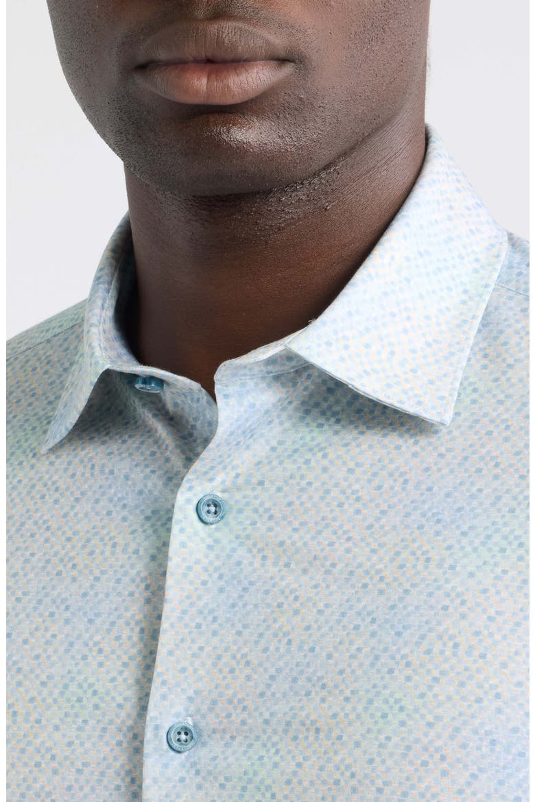James OoohCotton® Abstract Print Button-Up Shirt, Alternate, color, HAZY BLUE