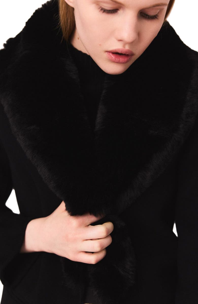 maje Double-faced mid-length coat, Alternate, color, Black