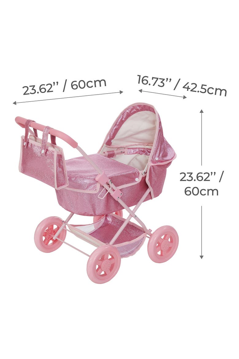 Olivia's Little World Baby Doll Bassinet Pram with Cover, Alternate, color, PINK