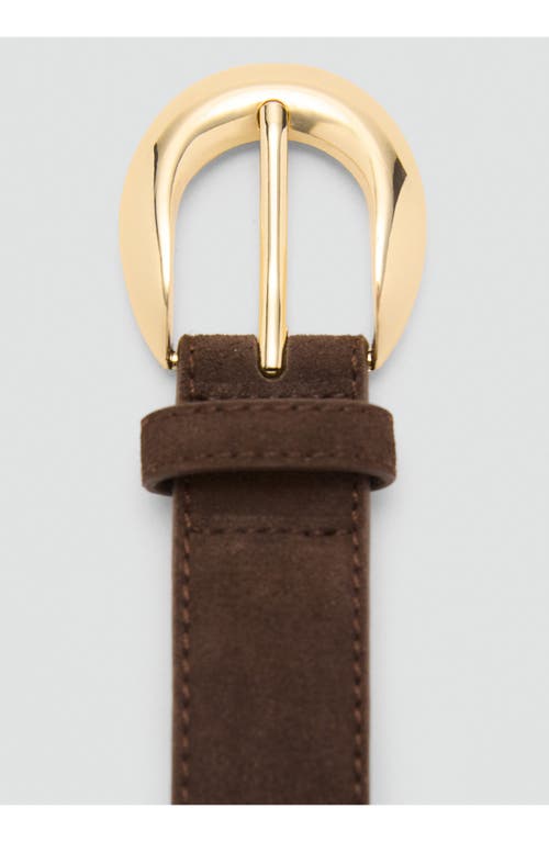 Mango Oval Buckle Suede Belt In Brown