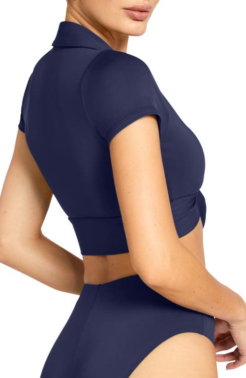 Robin Piccone Ava Knot Front Bikini Top In Navy