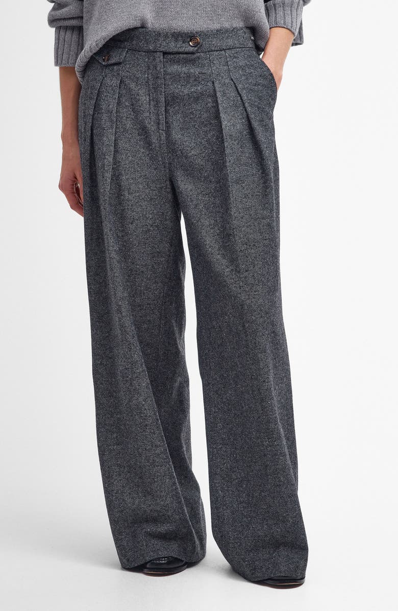 Barbour Veronica Pleated Front Wide Leg Pants, Main, color, Grey Multi