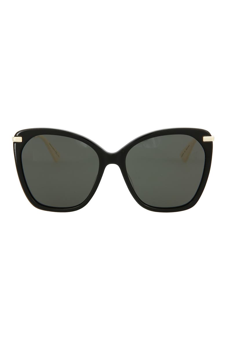 56MM Cat Eye Sunglasses, Main, color, BLACK GOLD GREY