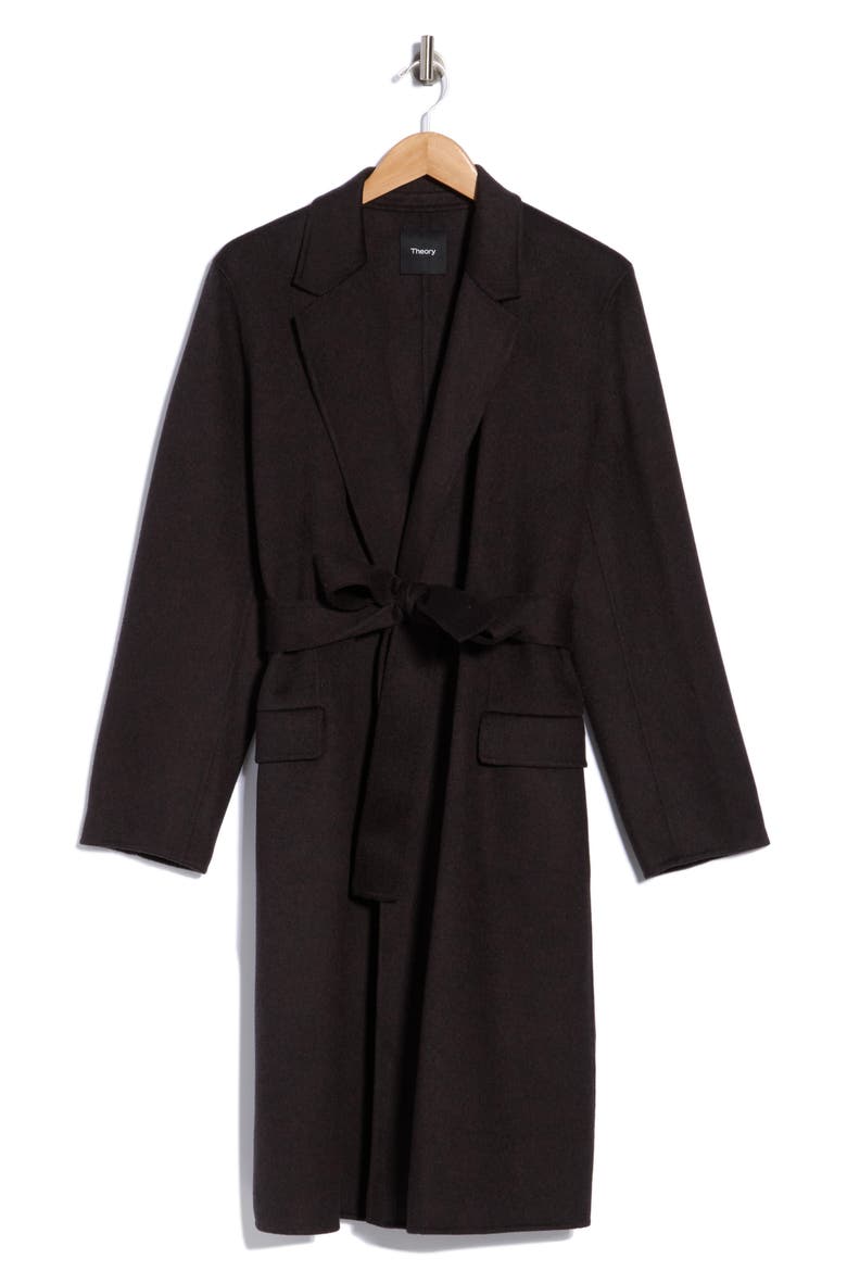 Wool & Cashmere Belted Coat, Main, color, DARK BROWN