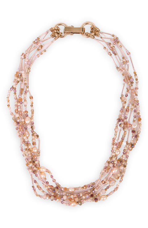 Beaded Cluster Statement Necklace