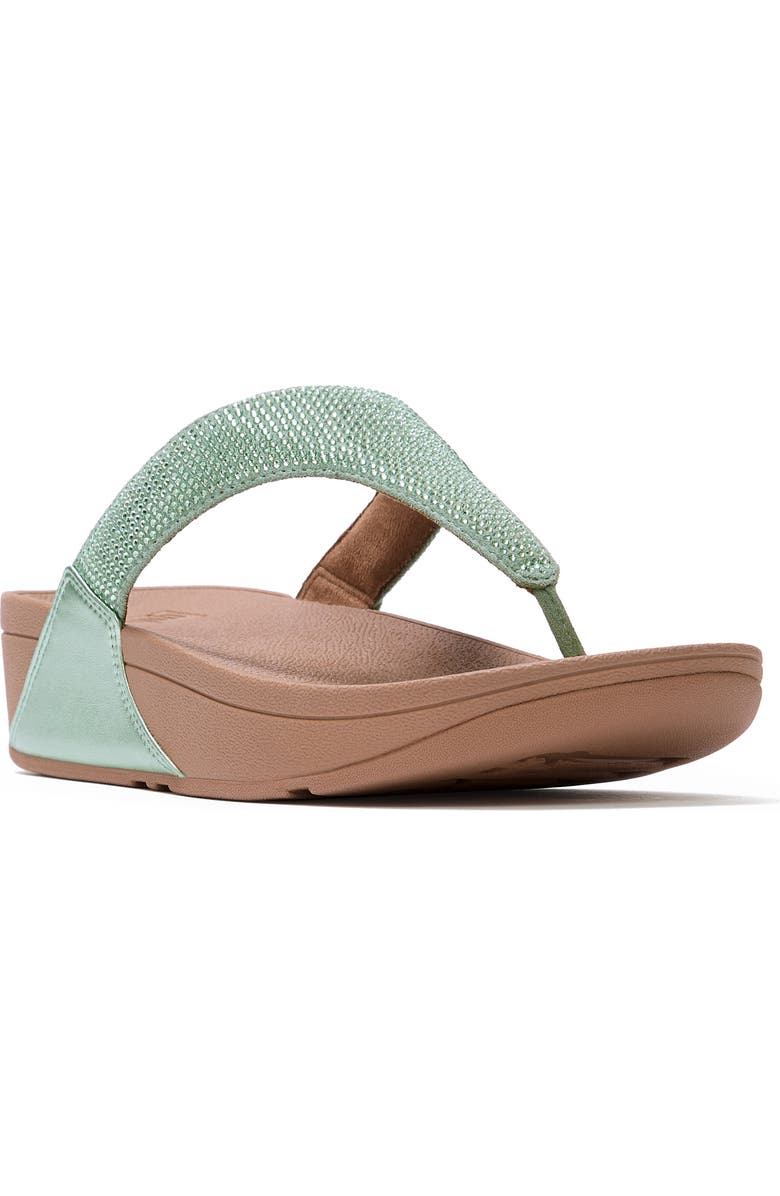 FitFlop Lulu Crystal Embelli Toe-Post, Main, color, Metallic Frosted Sage