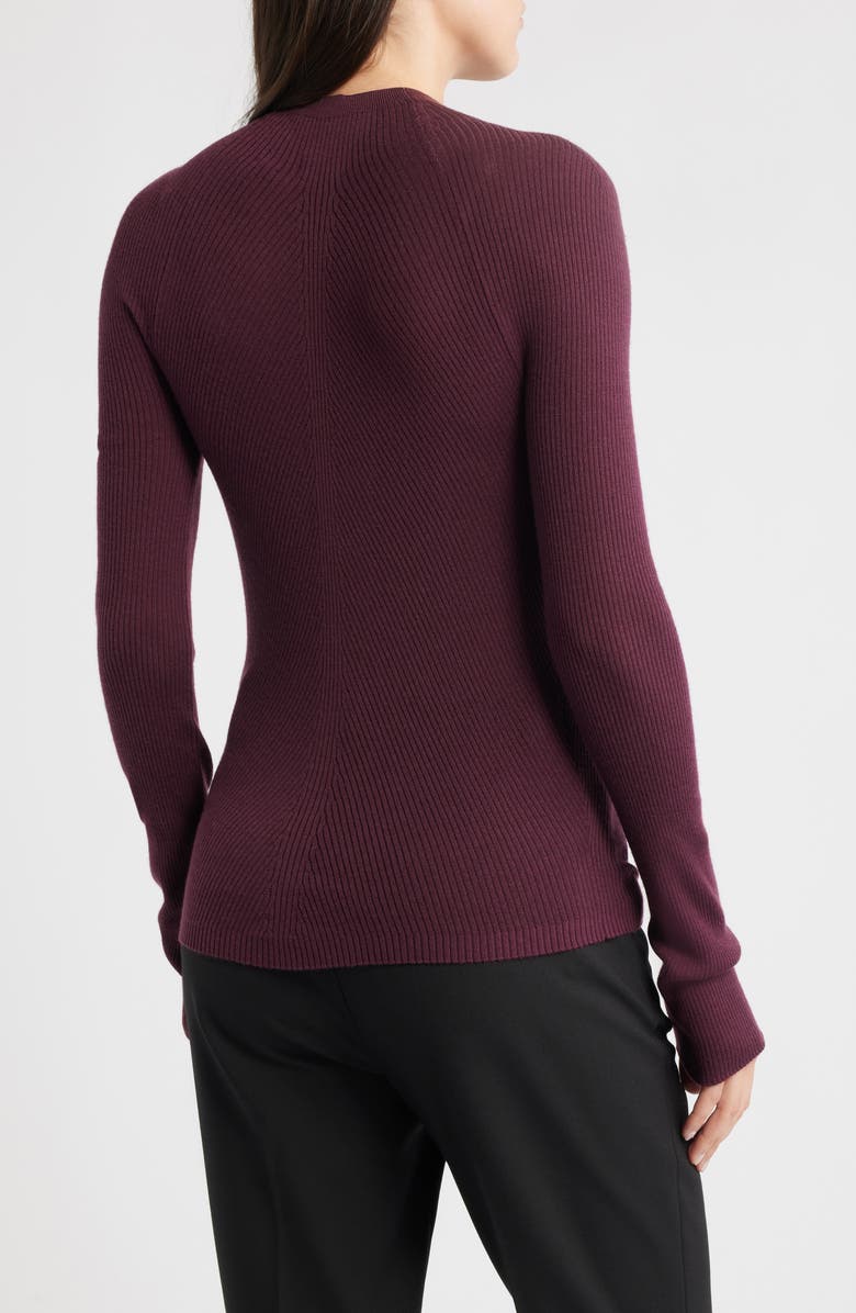 BOSS Foliora Virgin Wool Rib Funnel Neck Sweater, Alternate, color, Soft Vermillion