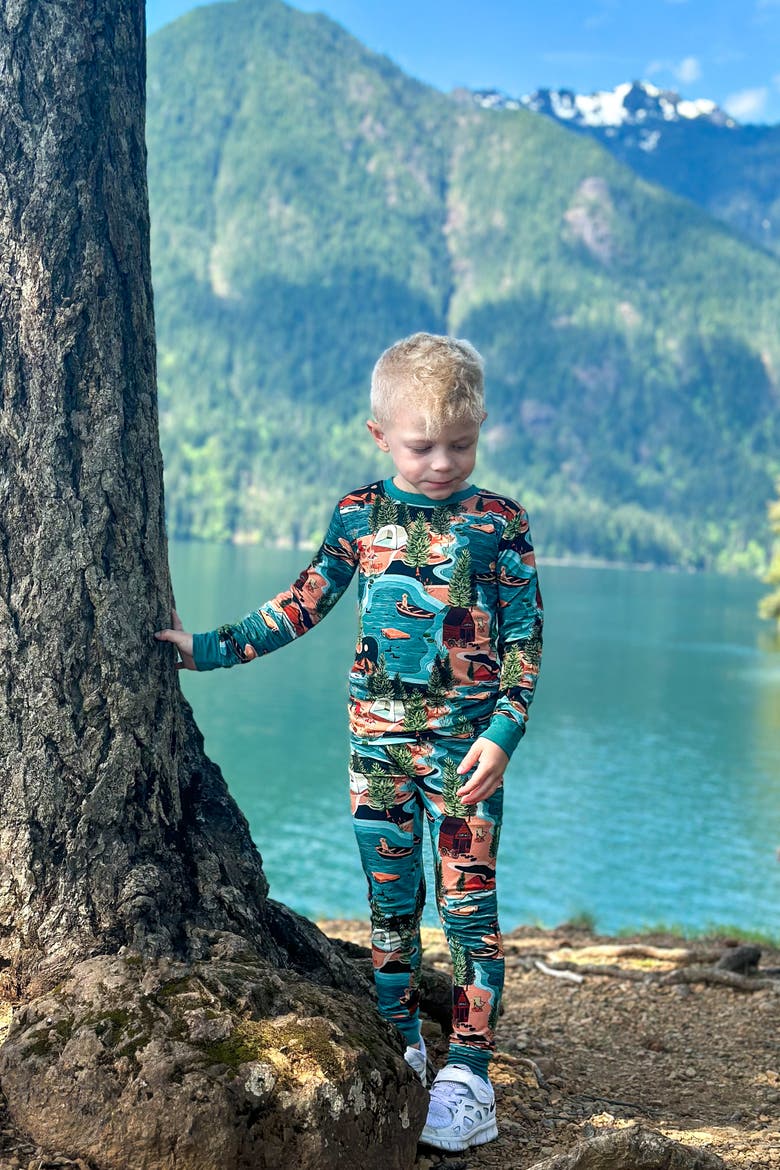 Lake Days 2 Piece Pajama Set, Alternate, color, Teal