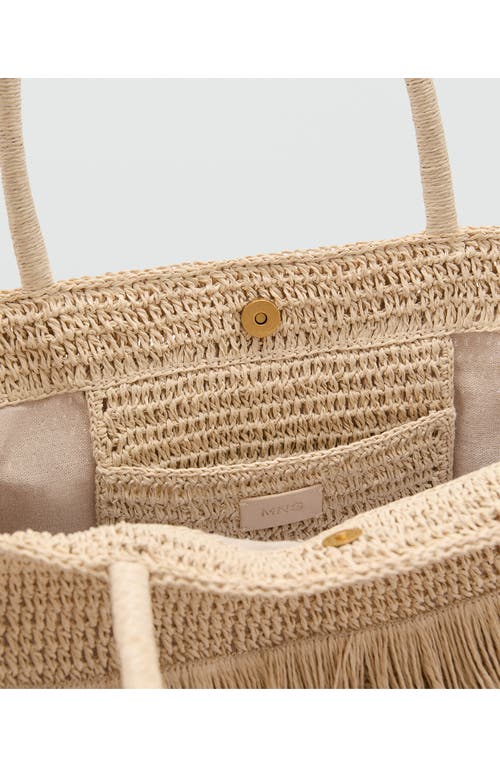 Mango Natural Fiber Shoulder Bag With Fringe