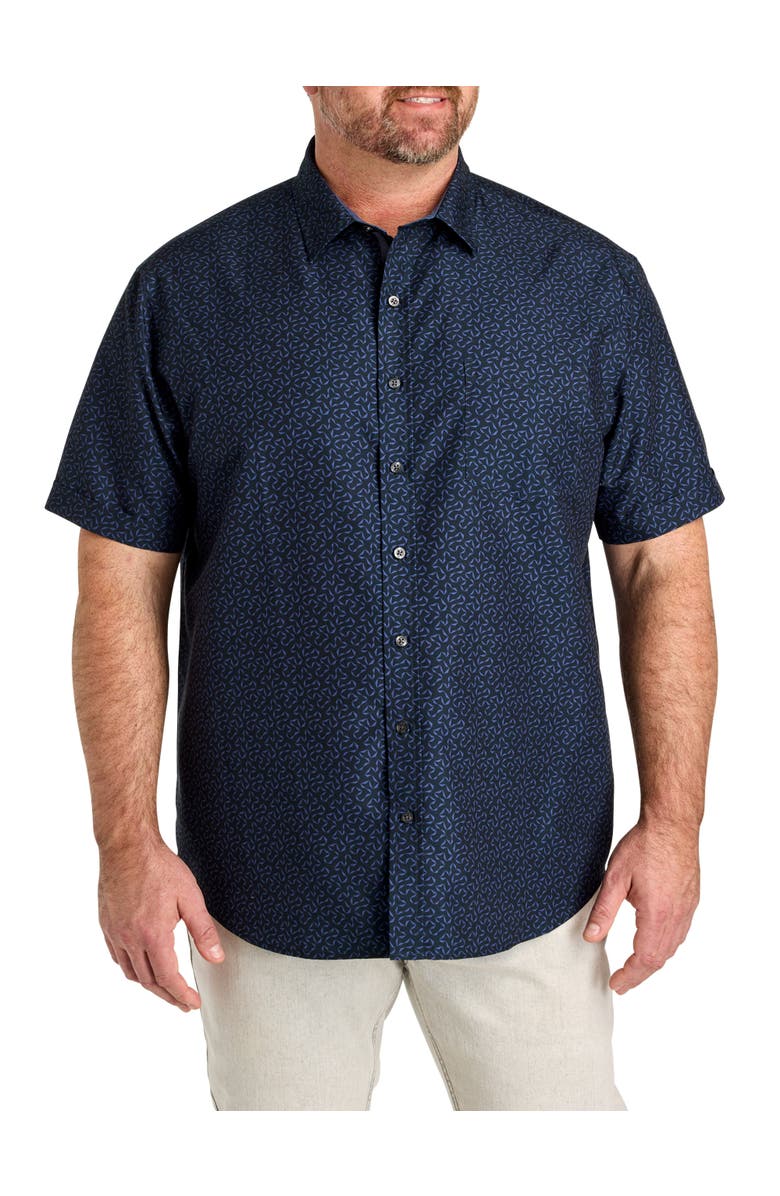 Synrgy by DXL Big & Tall Microfiber Abstract Print Sport Shirt, Main, color, Black