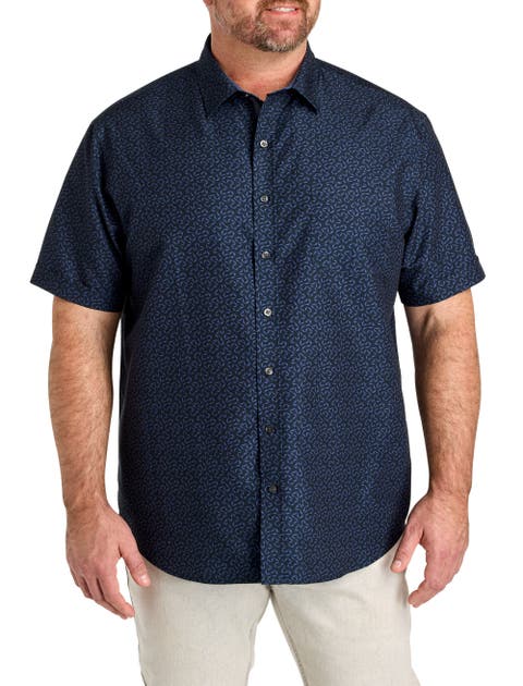 Big & Tall Microfiber Abstract Print Sport Shirt