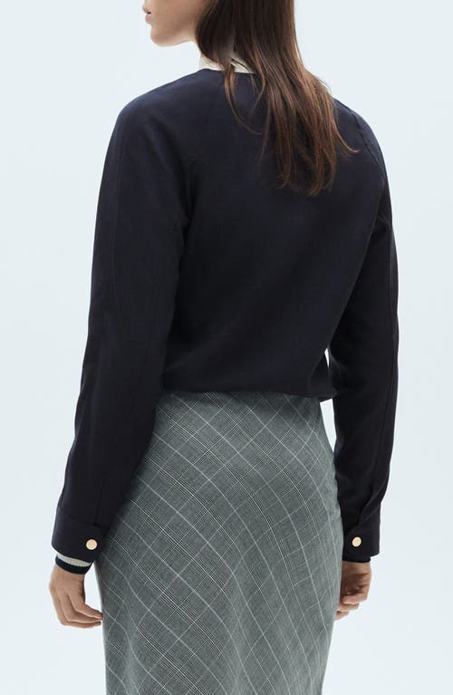 Mango Lyocell Blend Crop Jacket In Dark Navy
