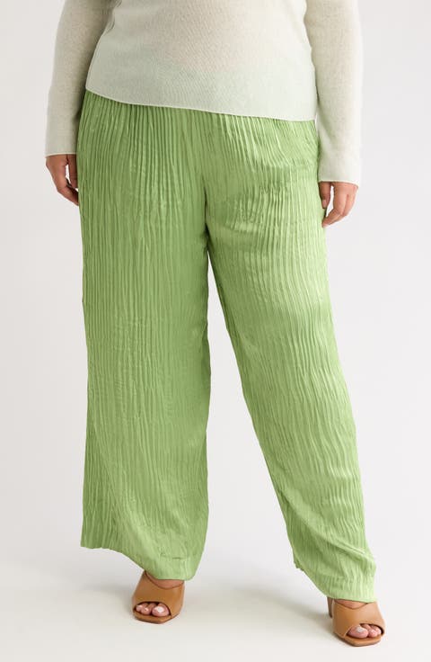Crushed Plissé Pull-On Pants (Plus)