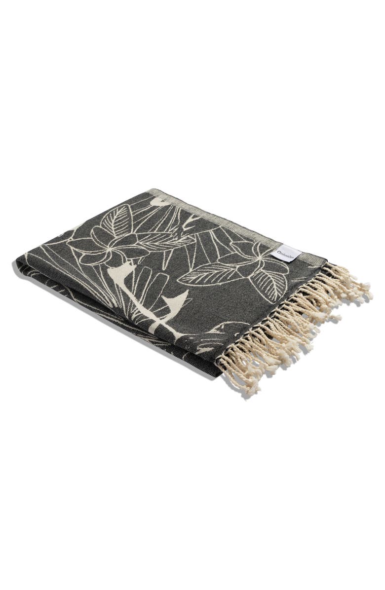 InfuseZen Tropical Flamingo Organic Turkish Towel, Alternate, color, Black