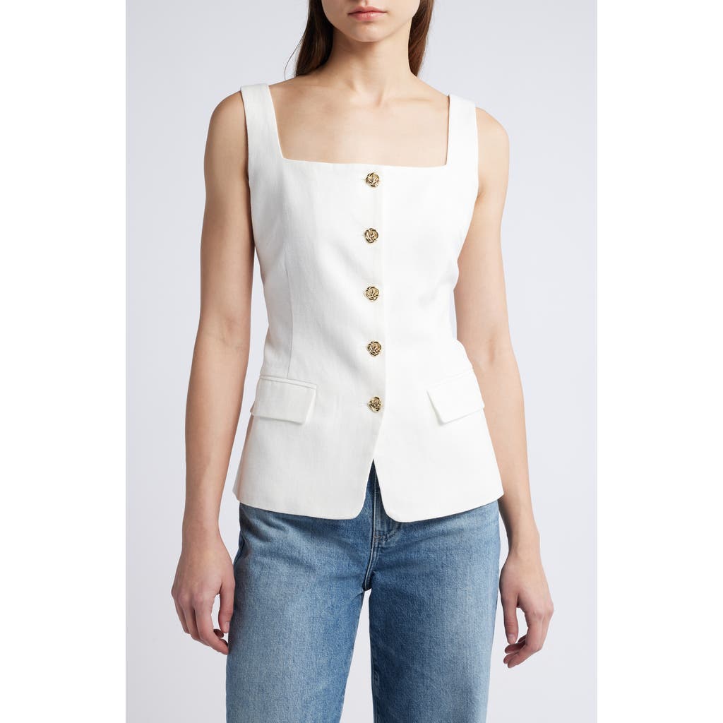 Pixie Market Agatha Linen Vest In White