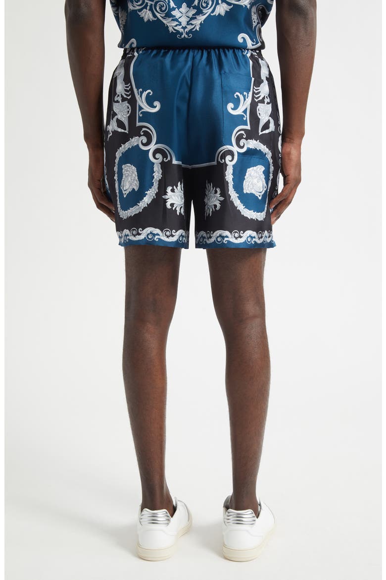 La Coupe des Dieux Silk Shorts, Alternate, color, 5BE50-BLACK PETROL BLUE
