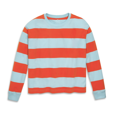 Women's Fit Long Sleeve Relaxed Tee In Rugby Stripe