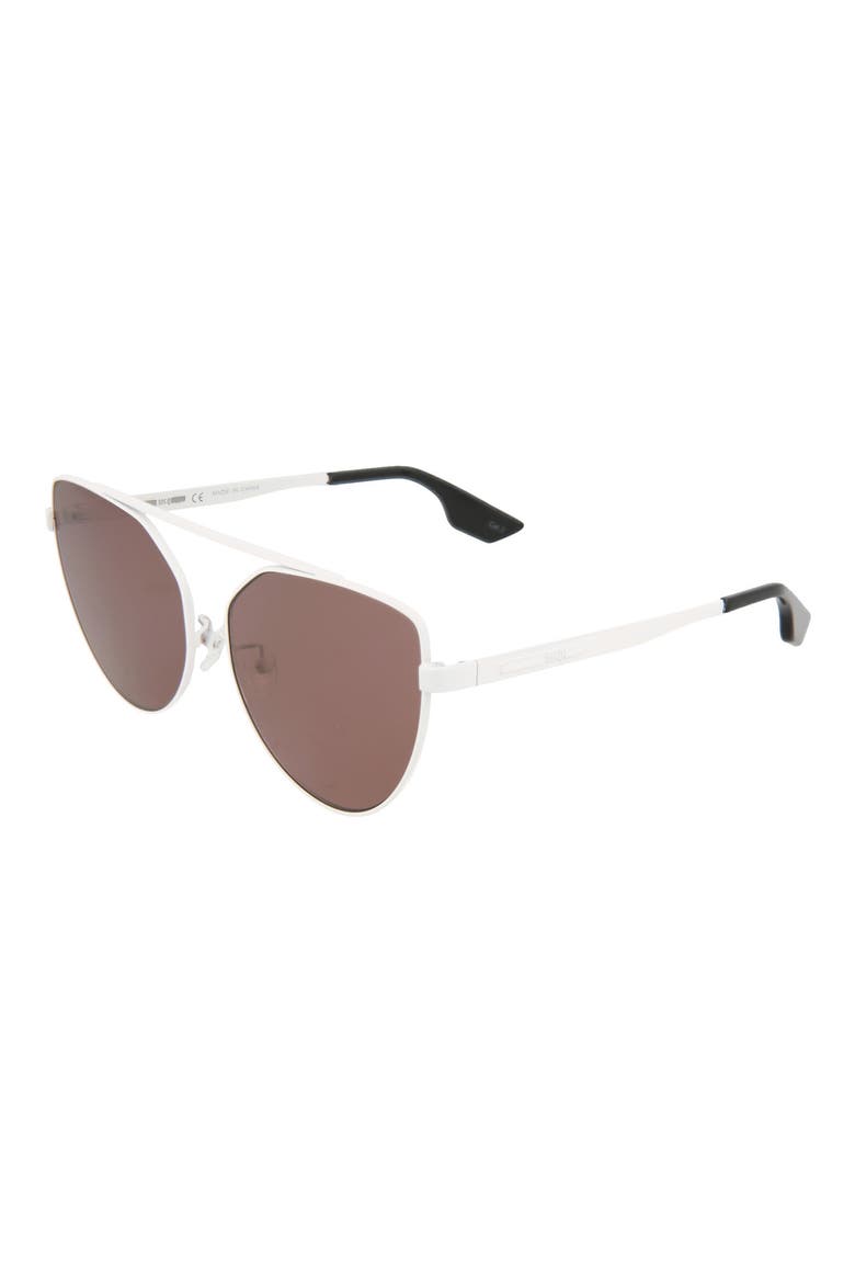 58mm Cat Eye Sunglasses, Alternate, color, WHITE WHITE/ PNK