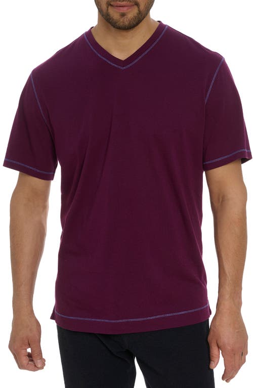 Robert Graham Eastwood Cotton & Modal V-Neck T-Shirt in Dark Purple 