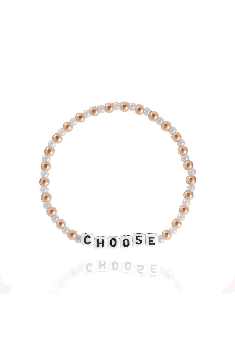 Beaded Stretch Bracelet Set, Alternate, color, pink, white , gold, rainbow